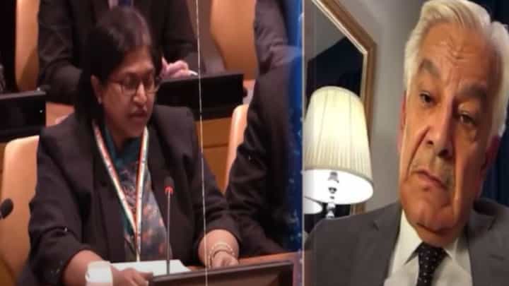 संयुक्त राष्ट्रसंघात भारतानं पाकिस्तानला पाडलं उघडं, संरक्षण मंत्र्यांच्या वक्तव्याचा दाखला देत आणलं गोत्यात संयुक्त राष्ट्रसंघात भारतानं पाकिस्तानला पाडलं उघडं, संरक्षण मंत्र्यांच्या वक्तव्याचा दाखला देत आणलं गोत्यात
