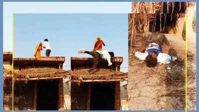 एकदम डोक्यात गेला; भांडणं करणाऱ्या पतीला तिने छतावरून धक्का दिला, व्हिडिओ पाहून अंगावर येईल काटा
