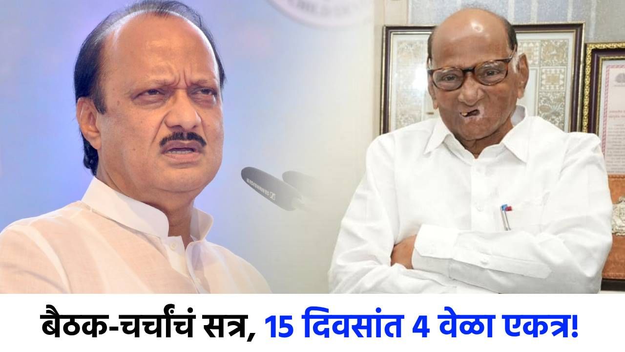 15 दिवसांत काका-पुतण्या 4 वेळा एकत्र, बैठका अन् चर्चांचं सत्र, अजितदादा- शरद पवार यांच्यात चाललंय काय? 15 दिवसांत काका-पुतण्या 4 वेळा एकत्र, बैठका अन् चर्चांचं सत्र, अजितदादा- शरद पवार यांच्यात चाललंय काय?