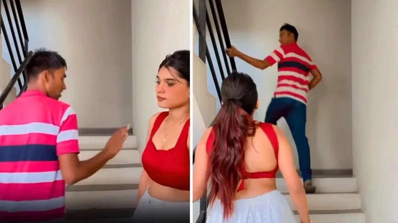 VIDEO : रील बनवताना तरुणाने केलं चुकीच्या पद्धतीने स्पर्श, थेट कानशि‍लात लगावत म्हणाली...
