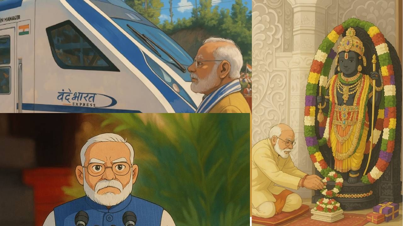 Ghibli स्टाईलमध्ये दिसले PM Modi; दाखवला 'न्यू इंडिया'चा संपूर्ण प्रवास
