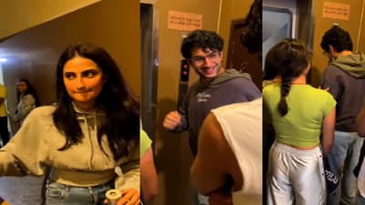 इब्राहिम अन् पलक तिवारी रात्री मूव्ही डेटवर; पापाराझींना पाहताच दोघेही लाजले तर साराही भावाला चिडवू लागली