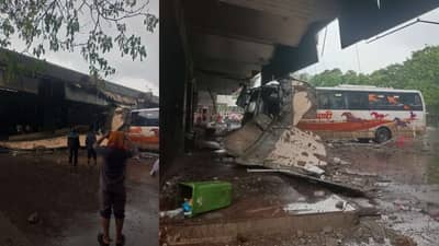 सिन्नर : पावसाने बस स्थानकाच्या छताचा भाग कोसळून मोठा अपघात, शिवशाही बसेस सह अनेक वाहनांचे नुकसान