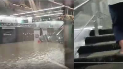 पावसाने मुंबईची अंडरग्राऊंड मेट्रो अंडरवॉटर झाली, आचार्य अत्रे स्थानकात पाणीच पाणी...