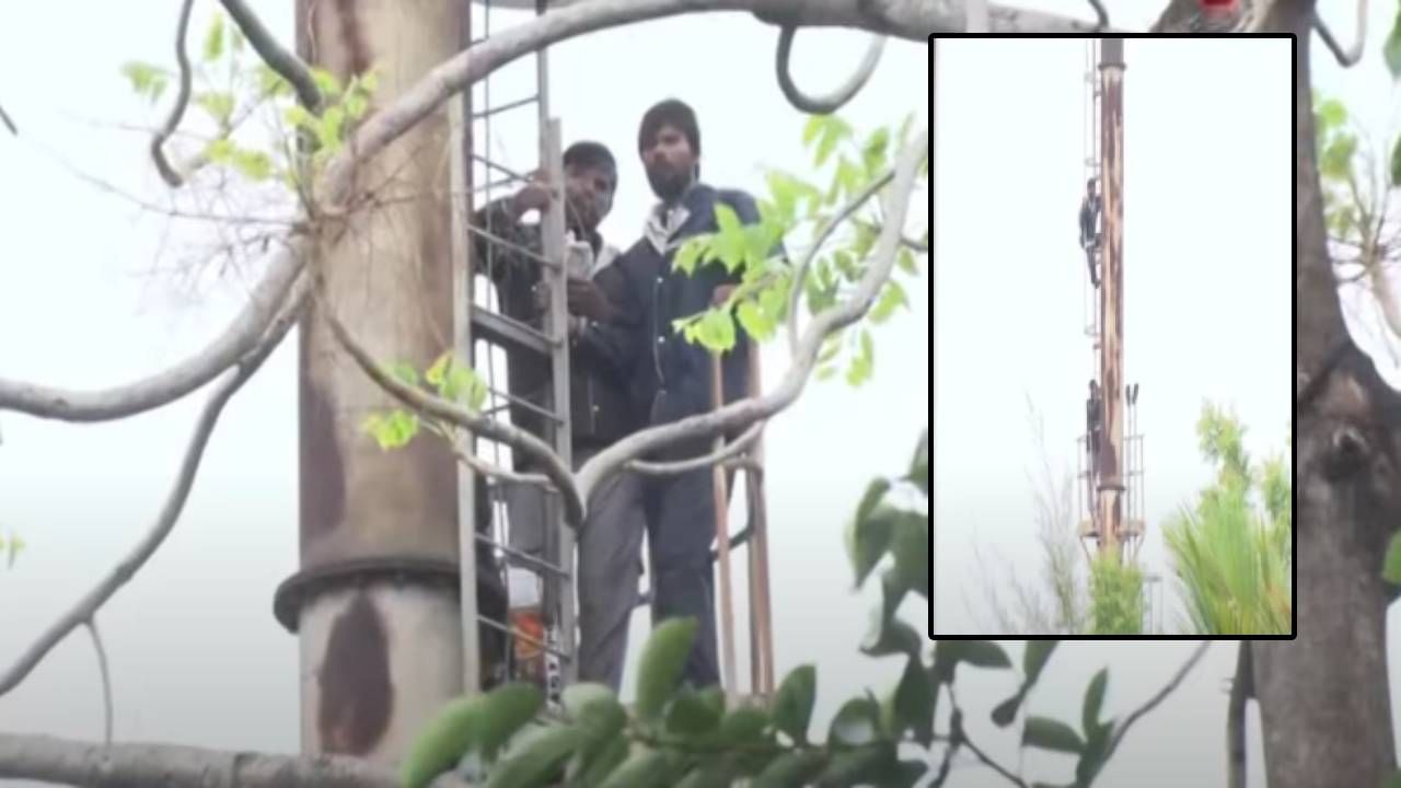 Amravati : भर पावसात अडीचशे फूटावरील चिमणीवर दोघे चढले, 24 तासापासून शोले स्टाईल आंदोलन, मागणी काय?