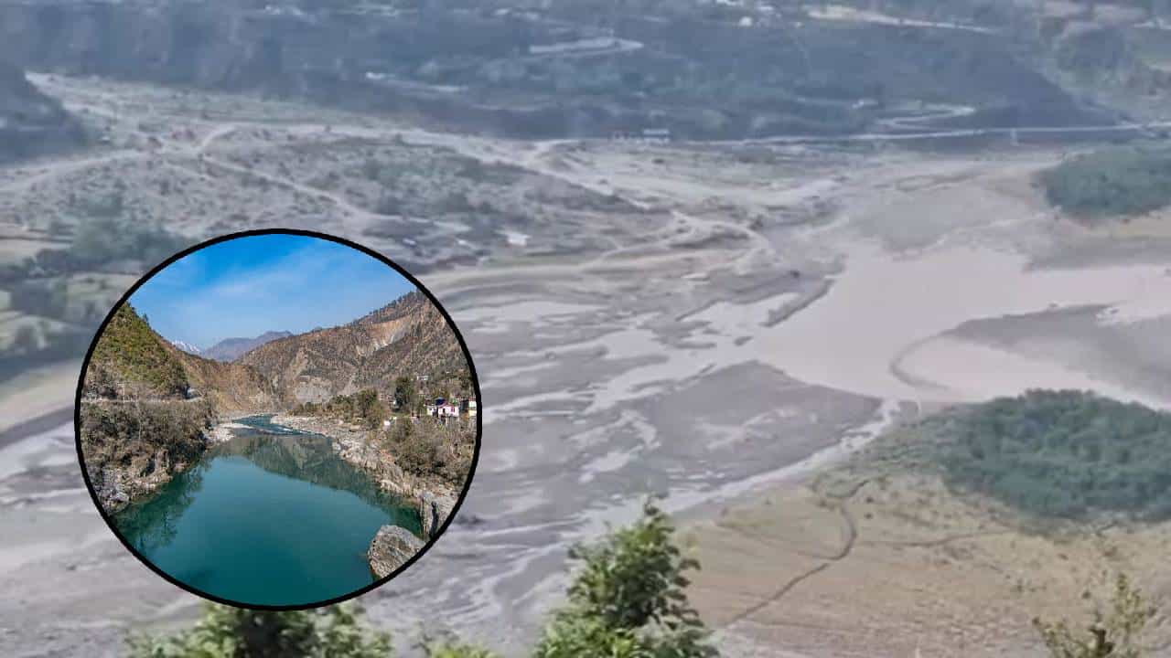 Chenab River : भारतानं 'पाक'चं पाणी रोखलं अन् खळखळून वाहणाऱ्या 'चिनाब'ची अवस्था नाल्यासारखी, बघा विदारक दृश्य