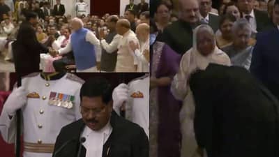 सरन्यायाधीशपदाची शपथ घेण्यापूर्वी भूषण गवई यांनी कोणाच्या पायांना केला स्पर्श?