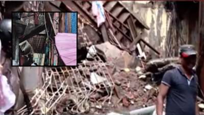Mahim Rain Updates : माहीममध्ये इमारतीचा काही भाग कोसळला, 2 कुटुंबांचा संसार उघड्यावर