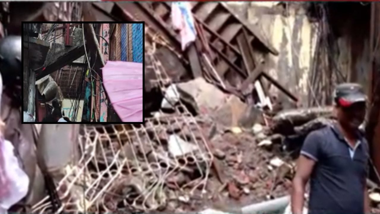 Mahim Rain Updates : माहीममध्ये इमारतीचा काही भाग कोसळला, 2 कुटुंबांचा संसार उघड्यावर