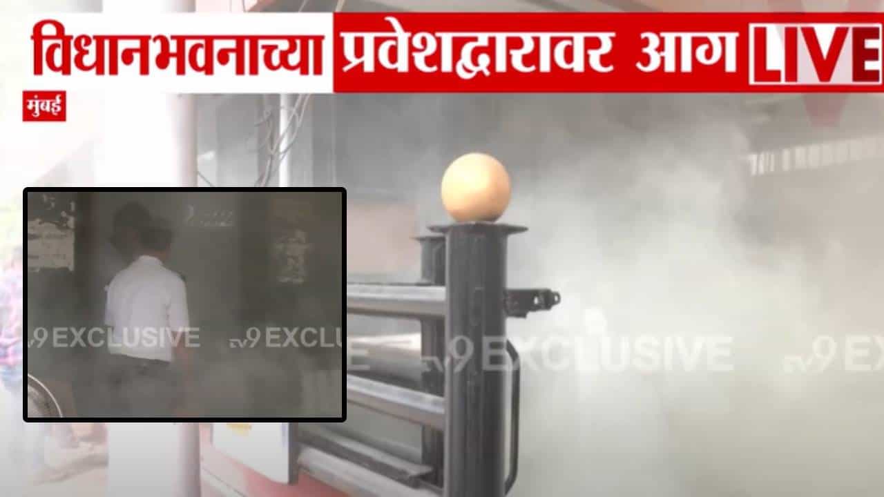 मोठी बातमी! विधानभवनाच्या प्रवेशद्वारावर आग, नेमकं कारण काय? बघा VIDEO