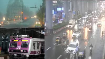 दाटून आलेले ढग, दिवसाही अंधार आणि पावसाची संततधार.. मुंबईत परिस्थिती काय  ?