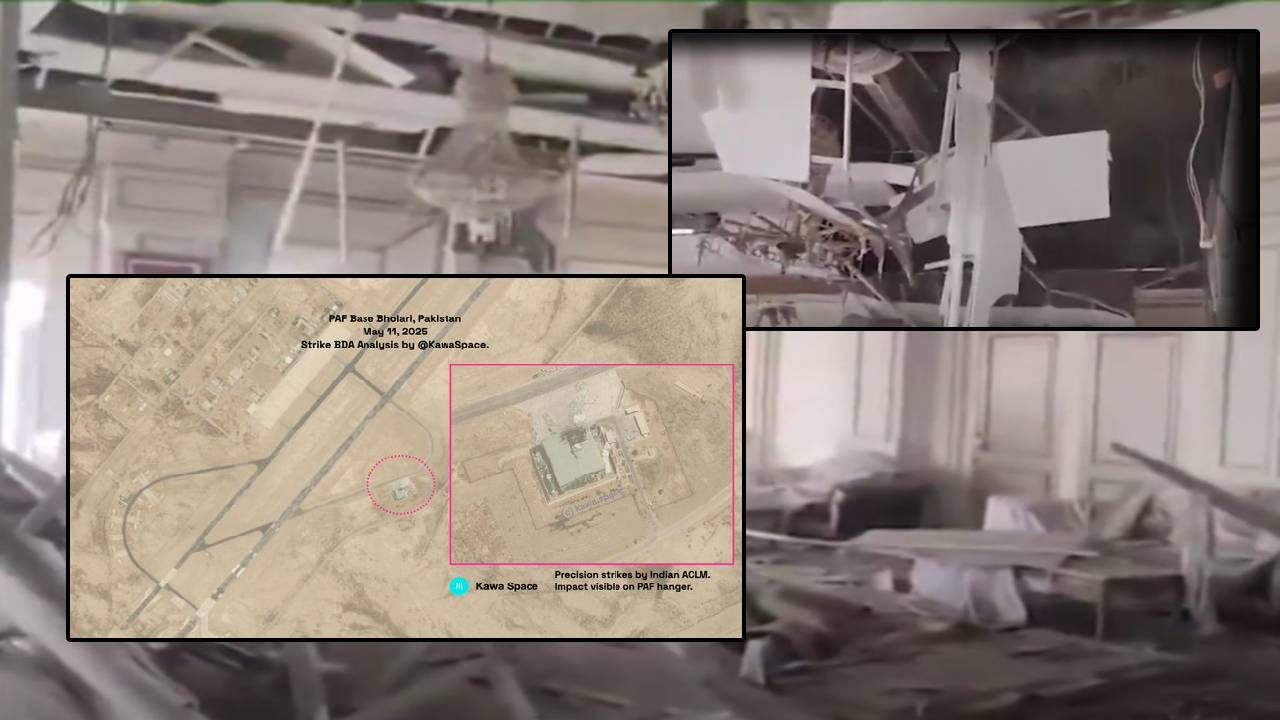 India Pakistan War : भारताकडून पाकच्या एअरबेसवर हल्ला, सॅटेलाईटचे फोटो समोर,  पाहून तुम्ही म्हणाल...
