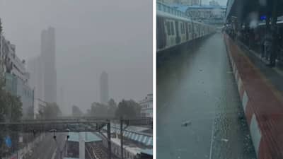 घरातून बाहेर पडले अन् अडकले, मध्य, हर्बर रेल्वे उशिराने तर वांद्रे - सीएसएमटी सेवा ठप्प; पहिल्याच पावसात मुंबईकरांना फटका