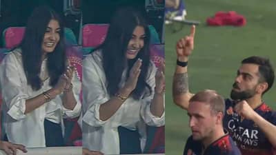 Virat Kohli : इशारो-इशारोंमे बाते.. RCB  फायनलमध्ये पोहोचताच विराटने अनुष्काला काय सांगितलं ? Video पहाच