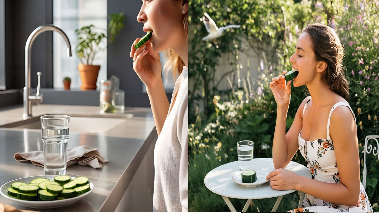 मीठ लावून काकडी खाणं चांगलं? 90 टक्के लोकांना माहित नाही काकडी खाण्याची योग्य वेळ अन् पद्धत, अन्यथा फायद्याऐवजी होईल नुकसान मीठ लावून काकडी खाणं चांगलं? 90 टक्के लोकांना माहित नाही काकडी खाण्याची योग्य वेळ अन् पद्धत, अन्यथा फायद्याऐवजी होईल नुकसान