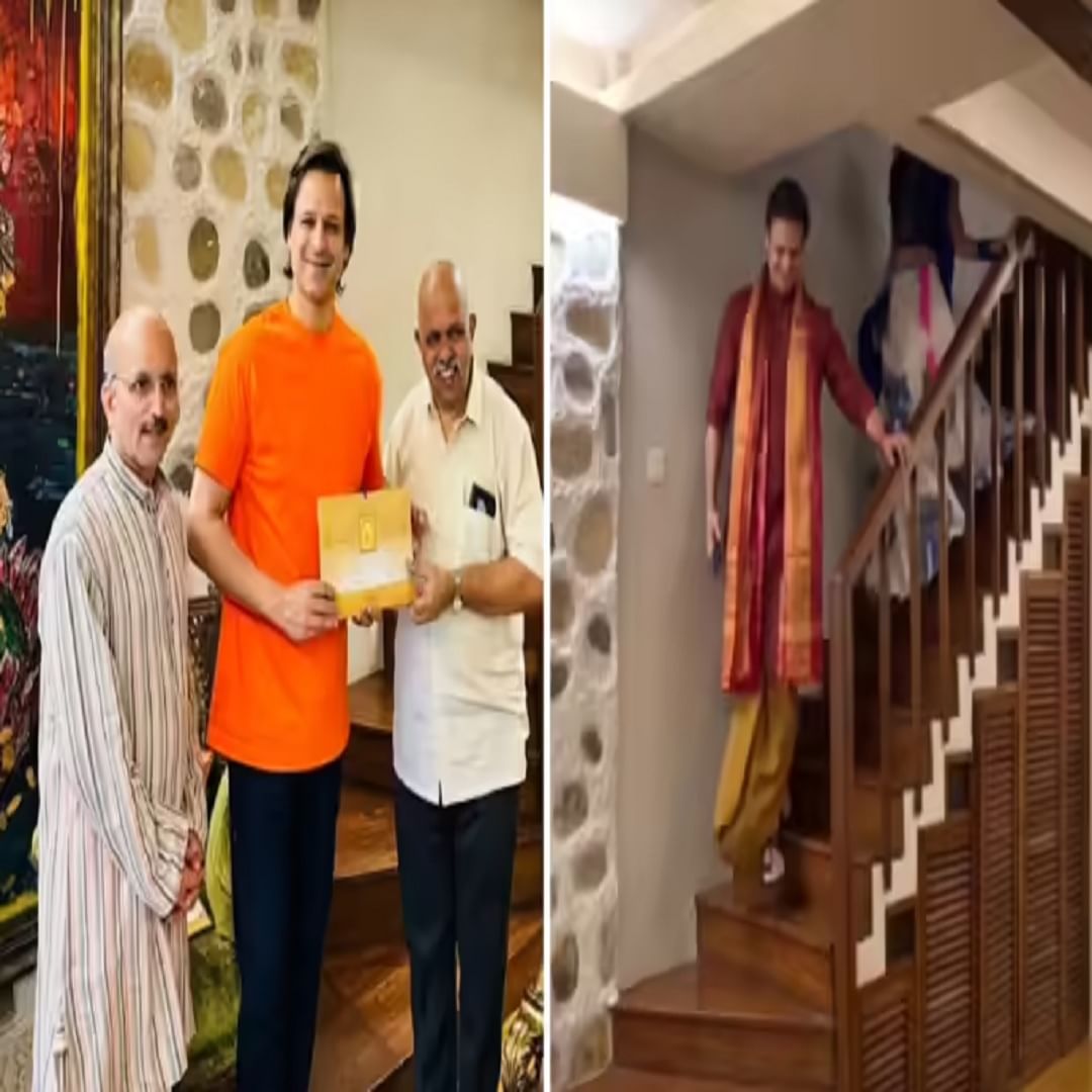 विवेक ओबेरॉयच्या घरातील बहुतेक आतील भाग, जे ग्रामीण शैलीत बांधले गेले आहे, ते लाकडापासून बनलेले आहे. घरात प्रवेश करताच तुम्हाला एक गडद तपकिरी जिना दिसेल, ज्याची रेलिंग देखील जुळते. विशेष म्हणजे त्याखालील भाग देखील त्याच रंगाच्या लाकडाच्या अस्तराच्या नमुन्यात डिझाइन केलेला आहे. पायऱ्यांजवळील अनोखी भिंत सर्वात जास्त लक्ष वेधून घेते.