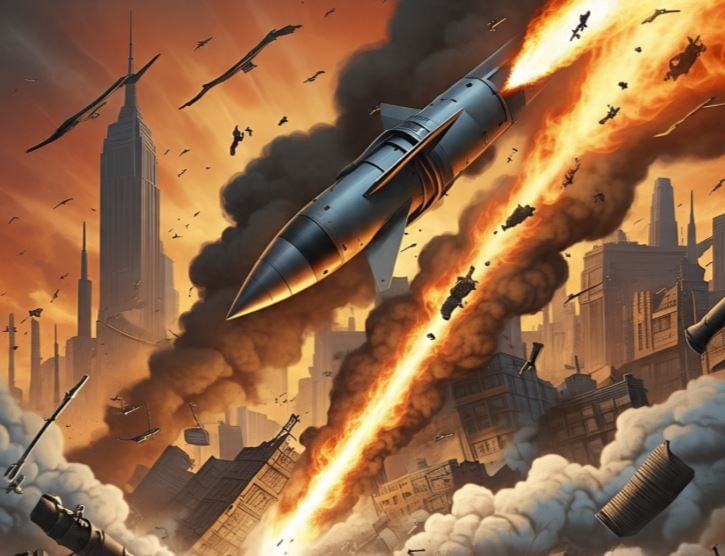 मिळालेल्या माहितीनुसार इराणने बॅलेस्टिक मिसाईल्सचा वापर करून इस्रायलचे पंतप्रधान बेजामीन नेतान्याहू यांचा कैसरिया व्हिला तसेच हदेरा उर्जा प्रकल्प उद्ध्वस्त केल्याचा दावा केला जातोय.(सांकेतिक फोटो, फोटो सौजन्य- मेटा एआय)