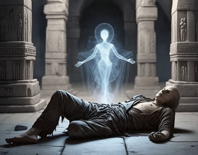 अकाली मृत्यू झाल्यास आत्म्याला सर्व किंवा नरकात लगेच जागा मिळत नाही. त्या आत्म्याला पृथ्वीवर पिशाच्च, भुताच्या रुपात फिरावे लागते. (फोटो सौजन्य- मेटा एआय)