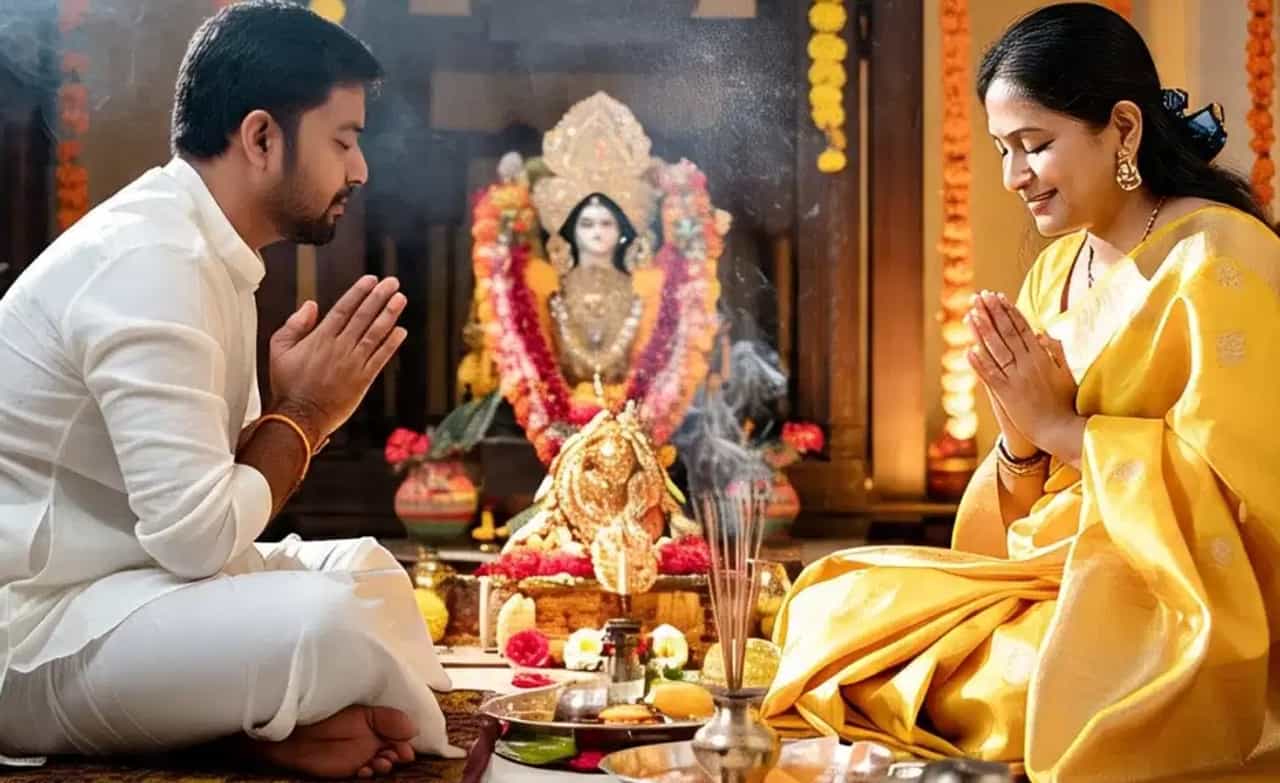 Puja Rituals : पत्नीने पूजा करताना पतीच्या कोणत्या बाजूला बसावे?