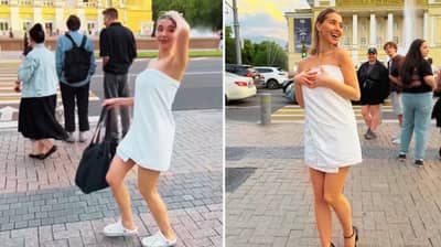 Viral Video: केवळ टॉवेल गुंडाळून तरुणी रस्त्यावर आली, पुढे तिने असे केले की धक्का बसेल...