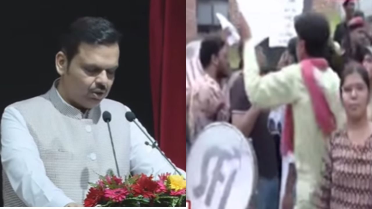 मोठी बातमी! मुख्यमंत्री फडणवीसांसमोरच दिल्लीत विद्यार्थ्यांचं आंदोलन, जोरदार घोषणाबाजी