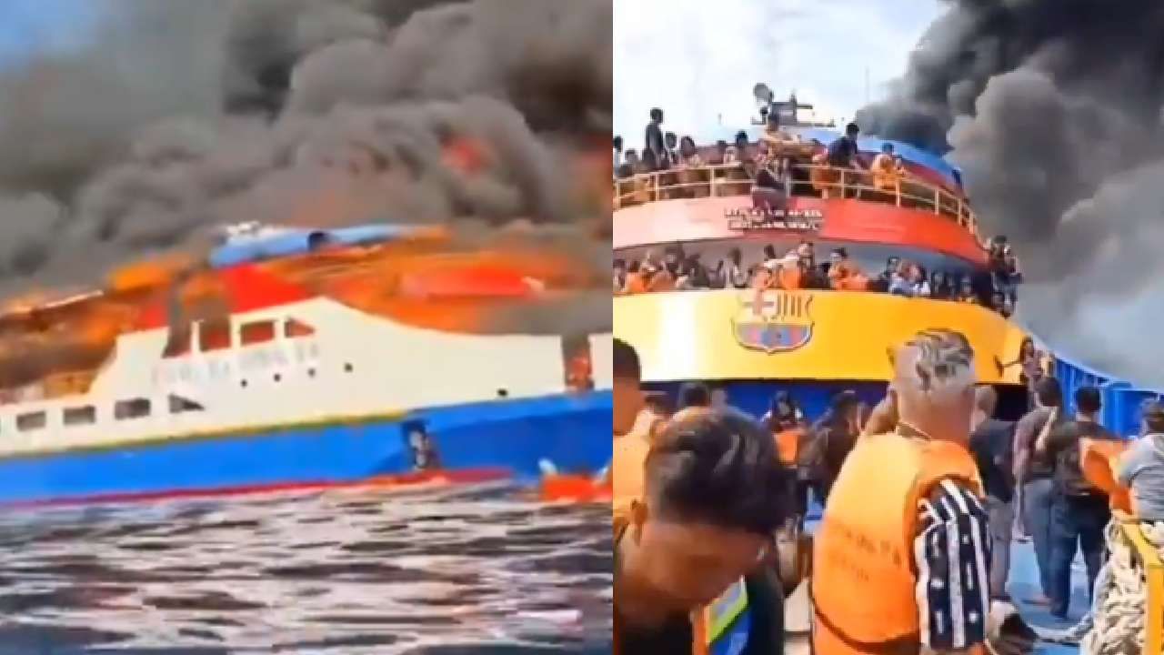 भर समुद्रात जहाजाला भीषण आग, प्रवाशांत एकच खळबळ!