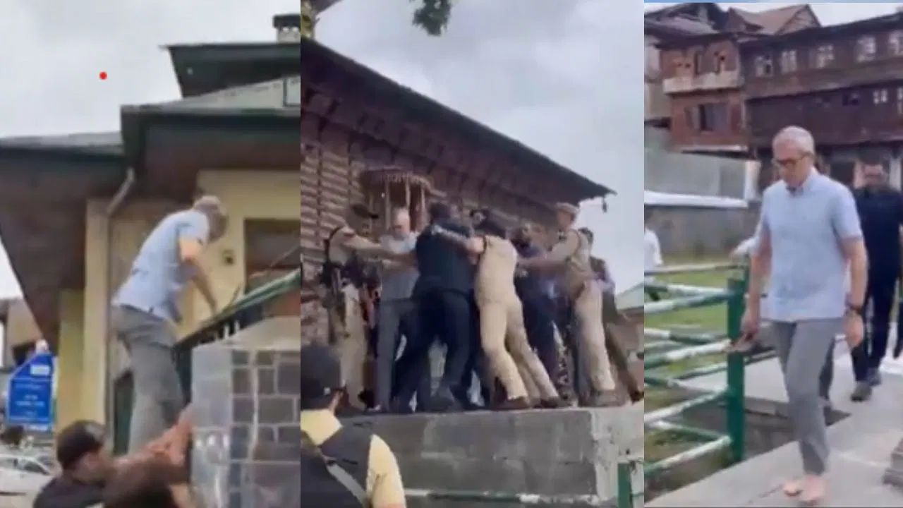 जम्मू-काश्मीरचे मुख्यमंत्री उमर अब्दुल्ला यांनी गेटवरून उडी मारून फातिहा केली अदा, पोलिसांसोबत झटपटचा आरोप