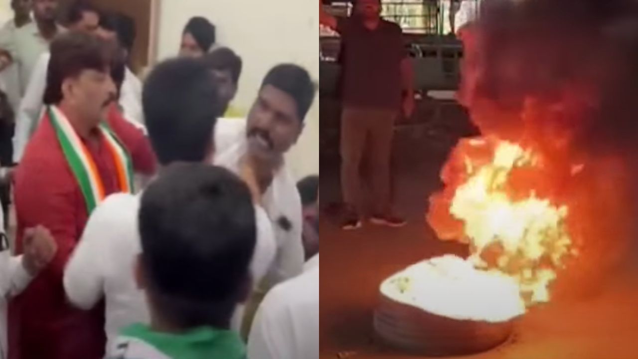 मोठी बातमी! छावा कार्यकर्ता मारहाण प्रकरण तापलं, नांदेडमध्ये टायर जाळून आंदोलन