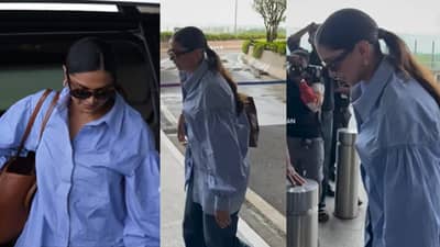 एयरपोर्टवर दीपिका पदुकोणचा युनिक शर्ट; युजर्स म्हणाले वडिलांचा शर्ट घातलाय का?