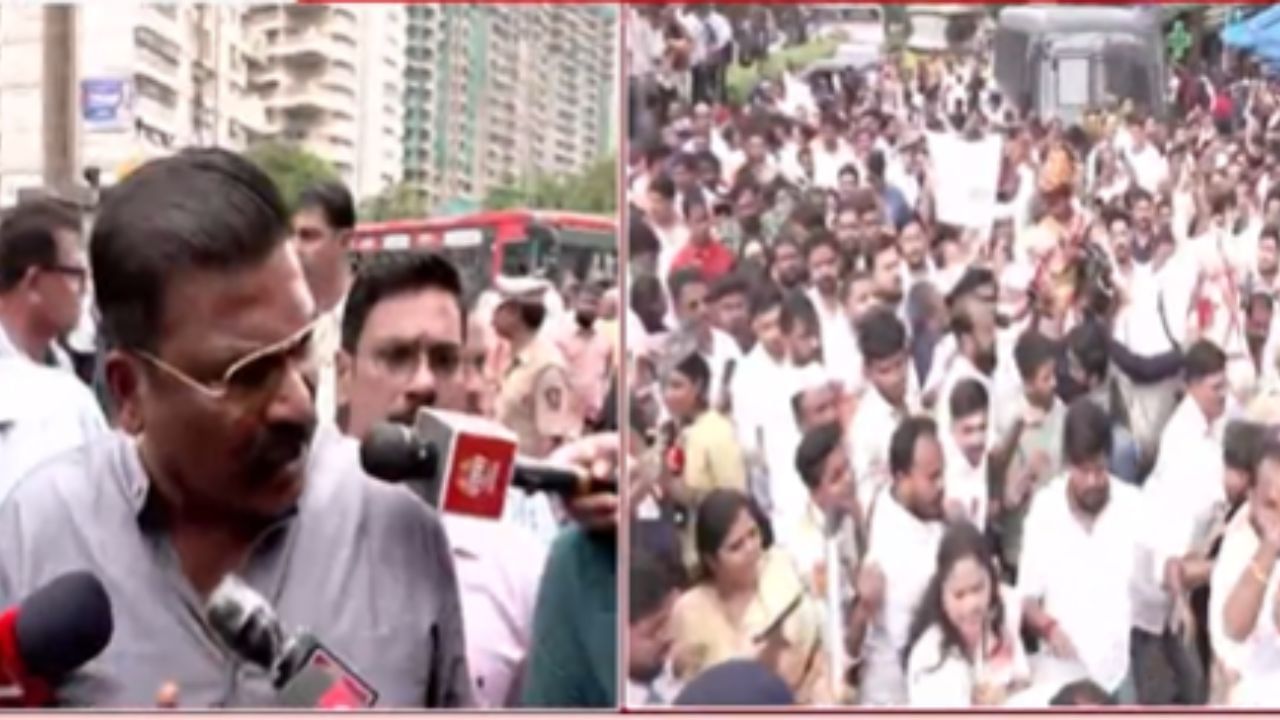 Mira Bhayandar MNS Morcha : हा सत्तेचा माज.. ; पोलिसांनी मनसेच्या संतोष धुरींना ताब्यात घेतलं Mira Bhayandar MNS Morcha : हा सत्तेचा माज.. ; पोलिसांनी मनसेच्या संतोष धुरींना ताब्यात घेतलं