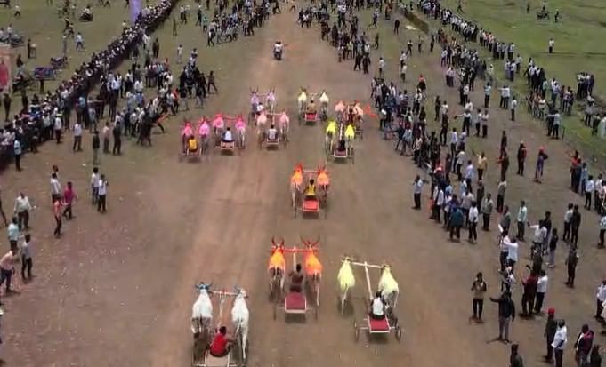 दुपारी बैलगाडी शर्यतीचा अंतिम फेरी उत्साहात आणि दणक्यात  पार पडली. नागोळेच्या या मैदानात पिपळगावच्या रमेश खोत यांच्या सुलतान आणि राम्या या  बैल जोडी शर्यत जिंकल्याने गुलाल उधळत आनंद साजरा करण्यात आला.