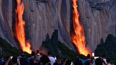 अनोखा चमत्कार, जिथे आगीसारखा कोसळतो धबधबा! Video पाहून डोळ्यांवर बसणार नाही विश्वास