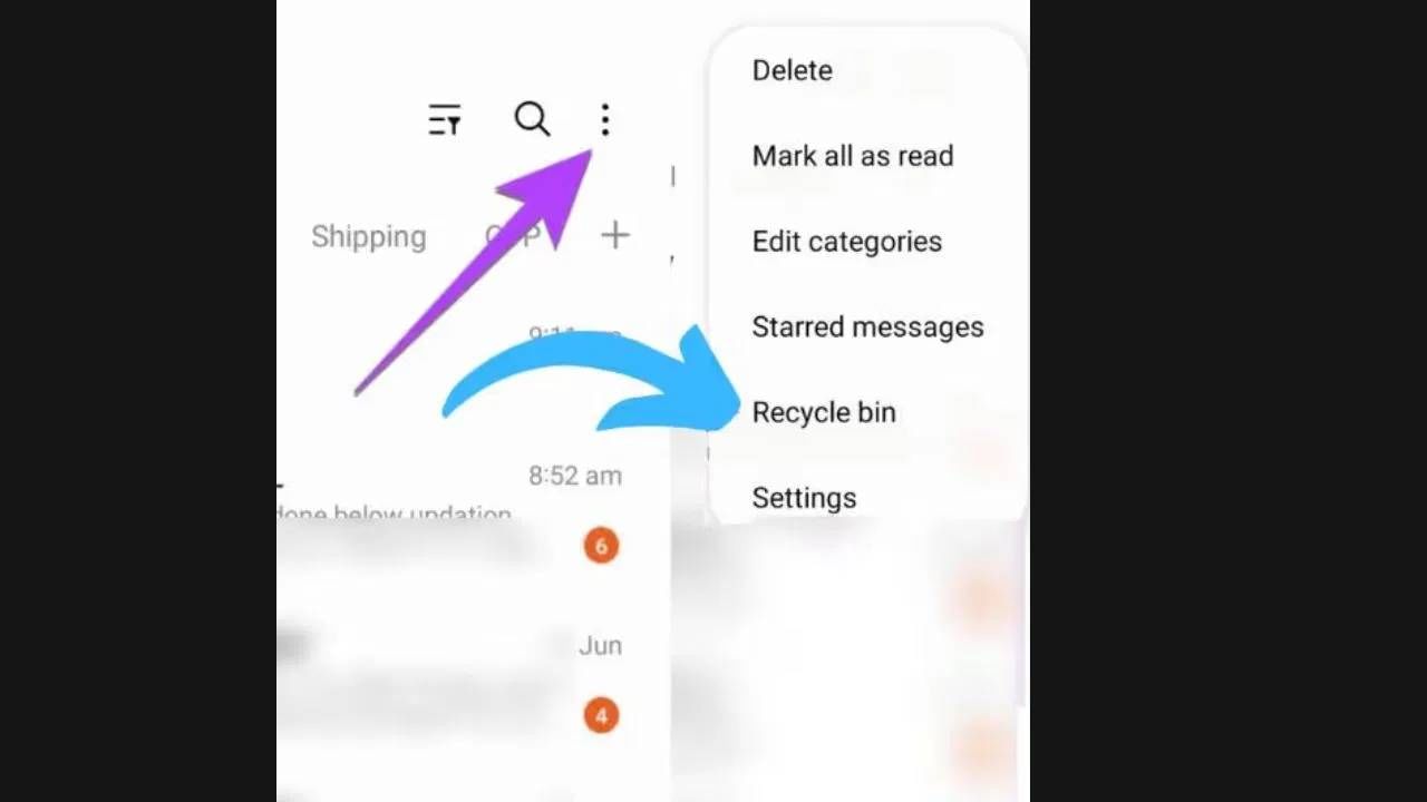 जर तुमच्याकडे सॅमसंग फोन असेल: जर तुम्ही सॅमसंग डिव्हाइस वापरत असाल तर त्यात बिल्ट-इन सॅमसंग मेसेजेस ॲप आहे. जर तुम्ही गेल्या 30 दिवसांत एखादा मेसेज डिलीट केला असेल, तर तुम्ही तो रिसायकल बिनमधून रिकव्हर करू शकता.