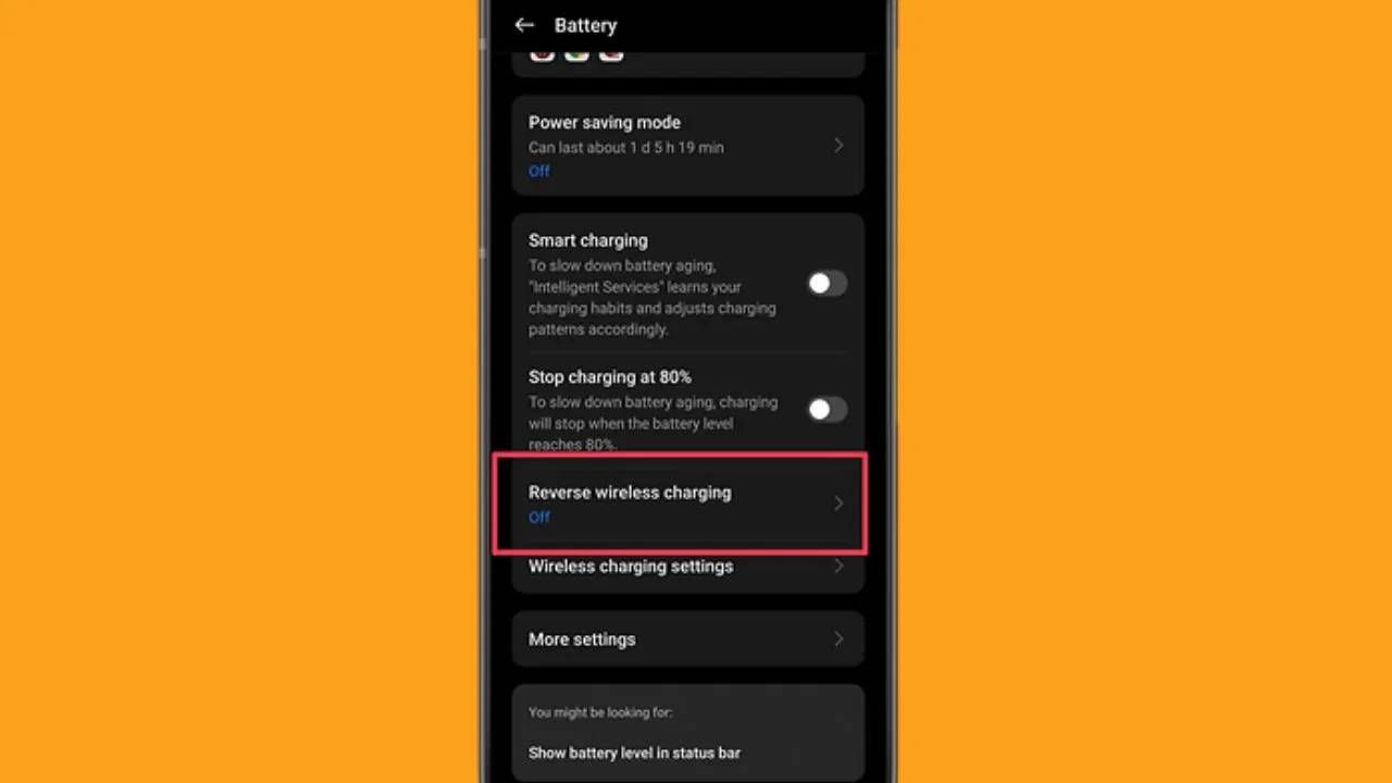 रिव्हर्स वायरलेस चार्जिंगचा पर्याय सक्षम करा. यानंतर, तुमचे काम पूर्ण होईल.