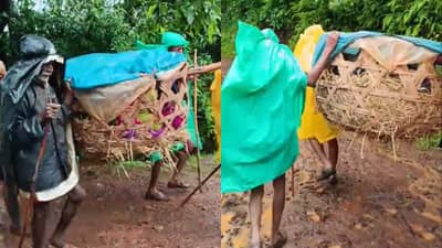 एकीकडे मृत्यूशी झुंज, दुसरीकडे रस्त्याशी संघर्ष; पॅरालिसिस झालेल्या आजीसाठी गावकऱ्यांची चिखलातून पायपीट