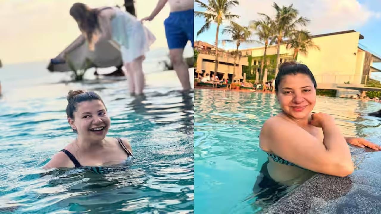 बिकिनी घातलेल्या संभावनाने पूलमध्ये खूप एन्जॉय केल्याचे या फोटोमध्ये पाहायला मिळत आहे. यावेळी तिने अनेक पोज देत फोटोशूटही केलं.