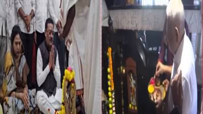 Manikrao Kokate : कुंकू, हळद लावलं…आरती केली, कोकाटे थेट शनीच्या चरणी; साडेसाती दूर होणार?