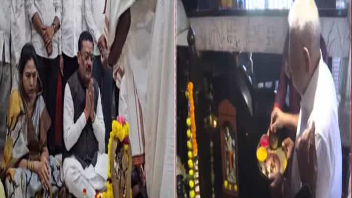 Manikrao Kokate : कुंकू, हळद लावलं...आरती केली, कोकाटे थेट शनीच्या चरणी; साडेसाती दूर होणार? Manikrao Kokate : कुंकू, हळद लावलं...आरती केली, कोकाटे थेट शनीच्या चरणी; साडेसाती दूर होणार?