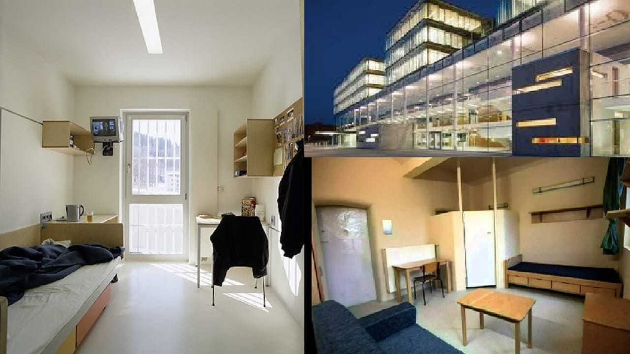 जस्टिस सेंटर लियोबेन, ऑस्ट्रिया:  हे तुरुंग त्याच्या फाइव्ह स्टार सुविधांसाठी तसेच मानवी व्यवहारासाठी ओळखले जाते. येथे प्रत्येक कैद्याला स्वतःची वैयक्तिक खोली मिळते. इतकेच नाही तर खोलीसोबत एक खाजगी बाथरूम आणि स्वयंपाकघर देखील दिले आहे. कैद्यांना कंटाळा येऊ नये म्हणून खोलीत टीव्हीची सुविधा देखील आहे. 