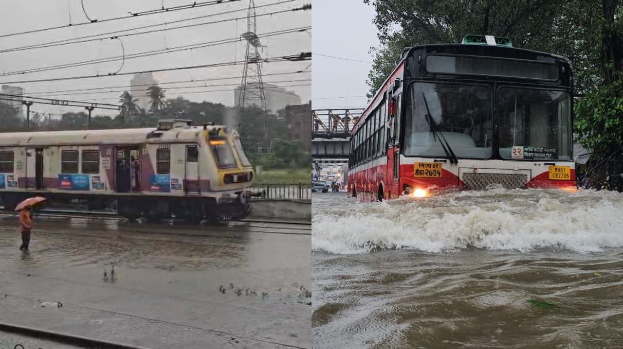 मुंबईत पावसाची पुन्हा तुफान बॅटिंग, मध्य रेल्वेचा खोळंबा; लोकलची स्थिती काय? मुंबईत पावसाची पुन्हा तुफान बॅटिंग, मध्य रेल्वेचा खोळंबा; लोकलची स्थिती काय?