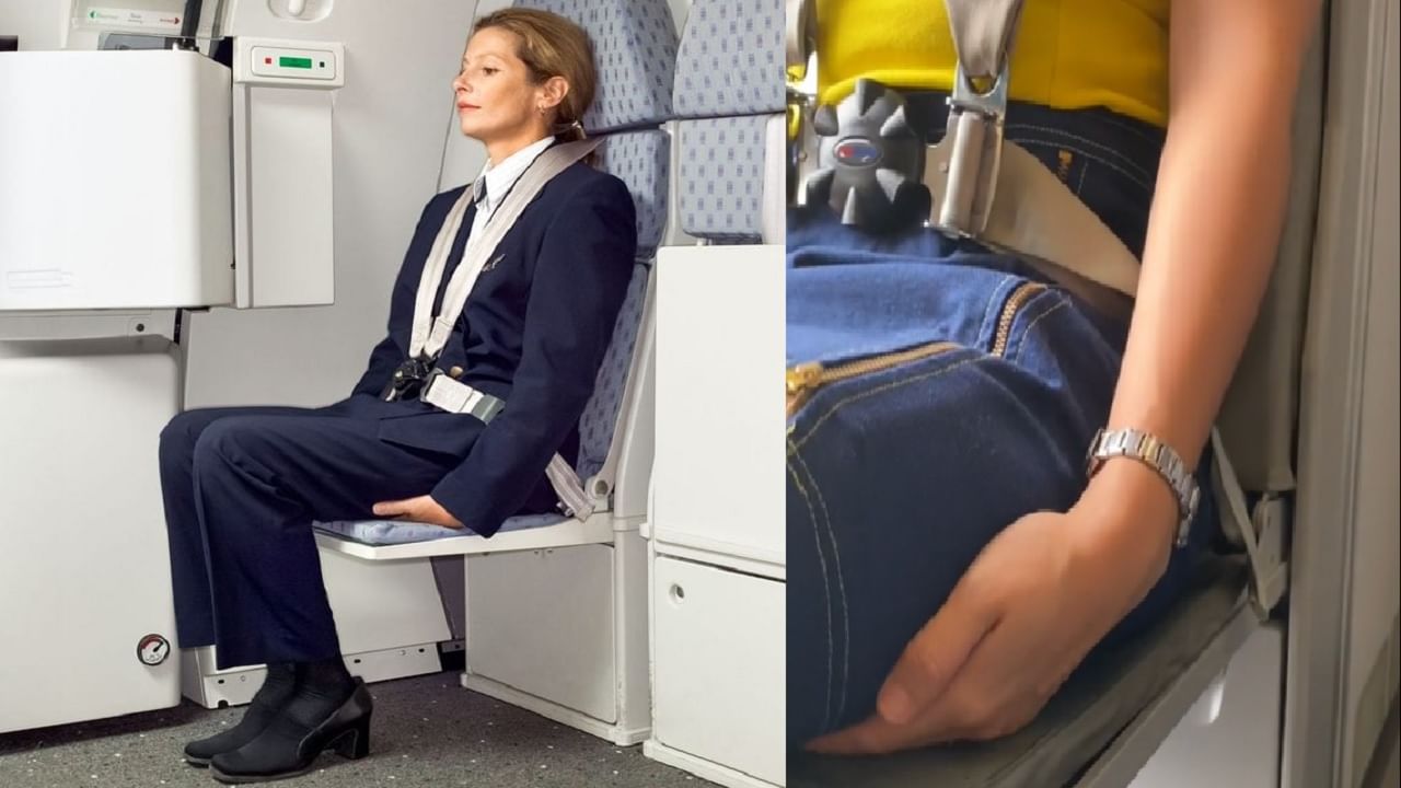 विमान टेक-ऑफ आणि लँडिंगच्या वेळी एअर होस्टेस पायाखाली हात दाबून का बसतात? विमान टेक-ऑफ आणि लँडिंगच्या वेळी एअर होस्टेस पायाखाली हात दाबून का बसतात?