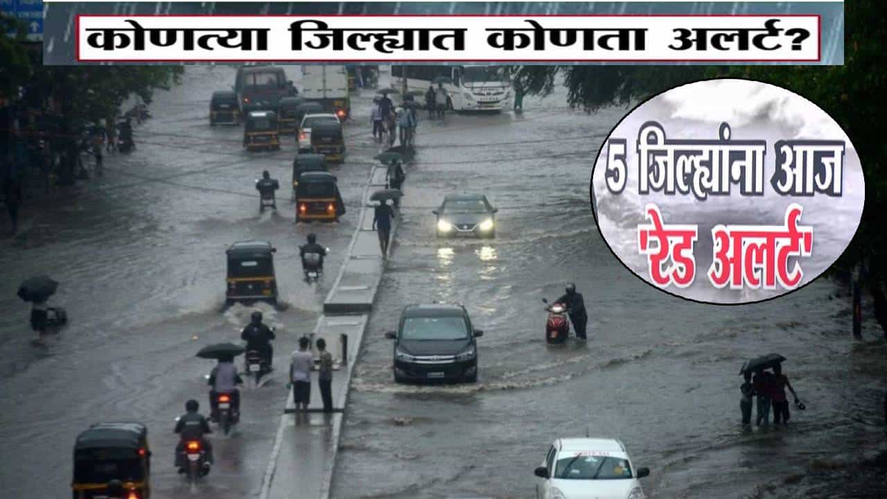 Maharashtra Rain IMD Alert : राज्यभरात पावसाचा धुमाकूळ, 'या' 5 जिल्ह्यांना मोठा धोका, तुमच्या जिल्ह्याला कोणता अलर्ट?