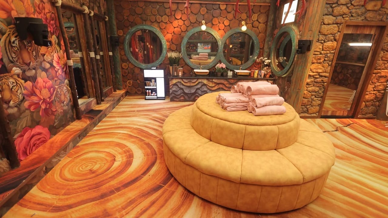 बाथरूम एरिया: बाथरूमच्या डिझाईनमध्ये कोणतेच बदल करण्यात आलेले नाहीत. पण हा सर्वांत संवेदनशील एरिया आहे.  जिथे स्पर्धकांच्या वैयक्तिक वस्तू ठेवल्या जातात आणि गुप्तपणे रणनीती आखल्या जातात.