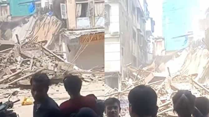 मोठी बातमी! आवाज आला अन् धुरळा उडाला... मुंबईत पत्त्यासारखी जुनी इमारत कोसळली, एकच खळबळ
