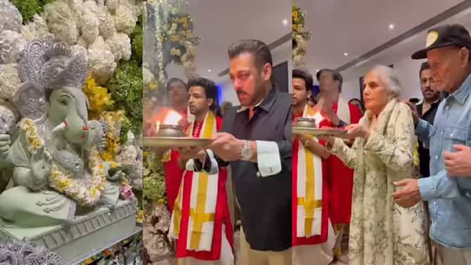 सलमान खान याने बाप्पाची आरती करताना असं काय केलं, ज्यामुळे भडकेल चाहते, व्हिडीओ व्हायरल
