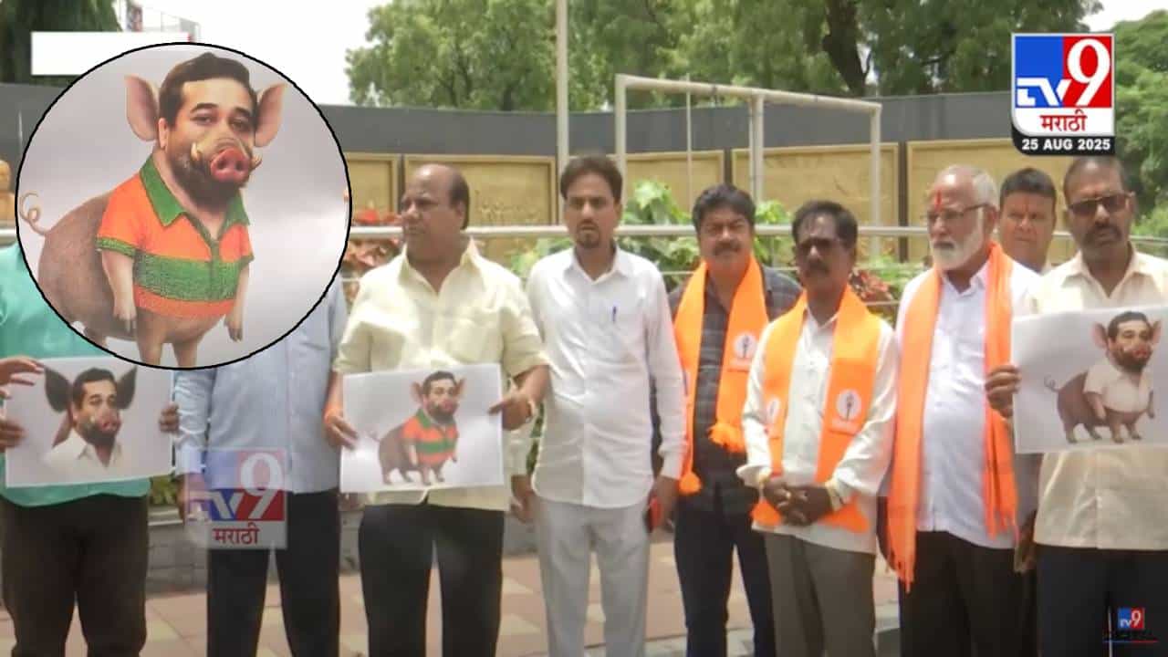 Nitesh Rane : डुक्कराला मंत्री नितेश राणेंचा चेहरा अन्... ठाकरे गटाच्या अनोख्या आंदोलनानं वाद पेटणार?
