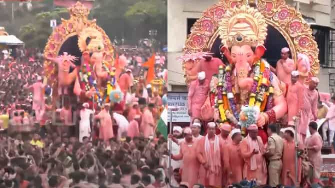 लालबागचा राजाला निरोप देण्यासाठी गिरगाव चौपाटीवर लाखोंचा जनसागर