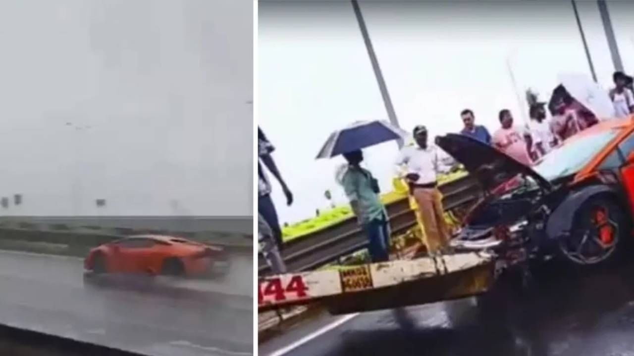 Video: करोडोची लॅम्बोर्गिनी एका क्षणात...कोस्टल रोडवर भीषण अपघाताचा थरार! आत बसलेल्या माणसाचं काय झालं? Video: करोडोची लॅम्बोर्गिनी एका क्षणात...कोस्टल रोडवर भीषण अपघाताचा थरार! आत बसलेल्या माणसाचं काय झालं?