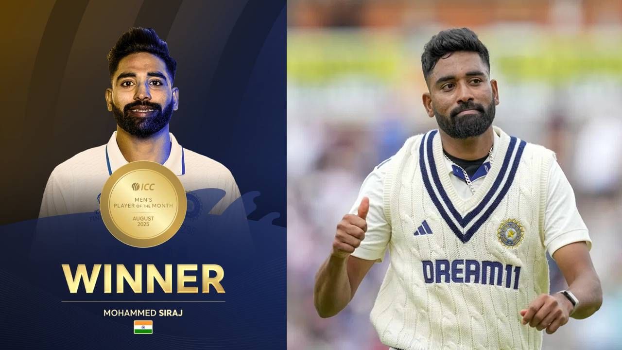 भारतीय वेगवान गोलंदाज मोहम्मद सिराजला आयसीसी मेन्स प्लेयर ऑफ द मंथ म्हणून निवडण्यात आले. पुरस्काराच्या शर्यतीत न्यूझीलंडचा मॅट हेन्री आणि वेस्ट इंडिजचा जेडेन सील्स हे देखील होते. पण या दोघांना मागे टाकत सिराजने बाजी मारली.  (Photo- PTI)