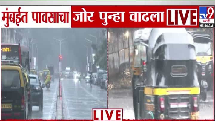 Mumbai Rain Update : मुंबईला रेड अलर्ट अन् पावसाचा जोर पुन्हा वाढला, रेल्वे वाहतुकीची काय परिस्थिती? Mumbai Rain Update : मुंबईला रेड अलर्ट अन् पावसाचा जोर पुन्हा वाढला, रेल्वे वाहतुकीची काय परिस्थिती?